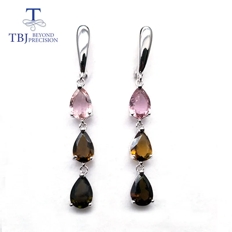 Женские серьги с природными бразильскими турмалинами TBJ аксессуары для