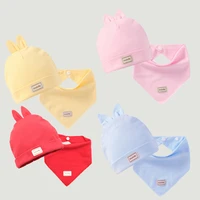 spring and autumn newborn cotton hat infant fetal hat rabbit comfortable baby hat headband saliva towel lovely