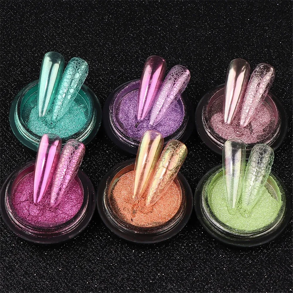 Прозрачный зеркальный перламутровый порошок для ногтей сверкающий красочный