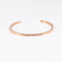 rose gold stainless steel engraved it is wellwith my soulbracelet mantra bangles for women men friends family best gift