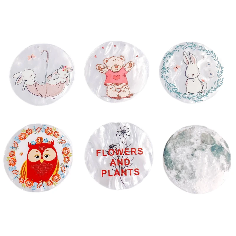 

Acrylic Plastic Round Animals Flat Back Pendant Earring Accessories Eardrop Necklace Charms Jewelry Making Diy Material 8pcs
