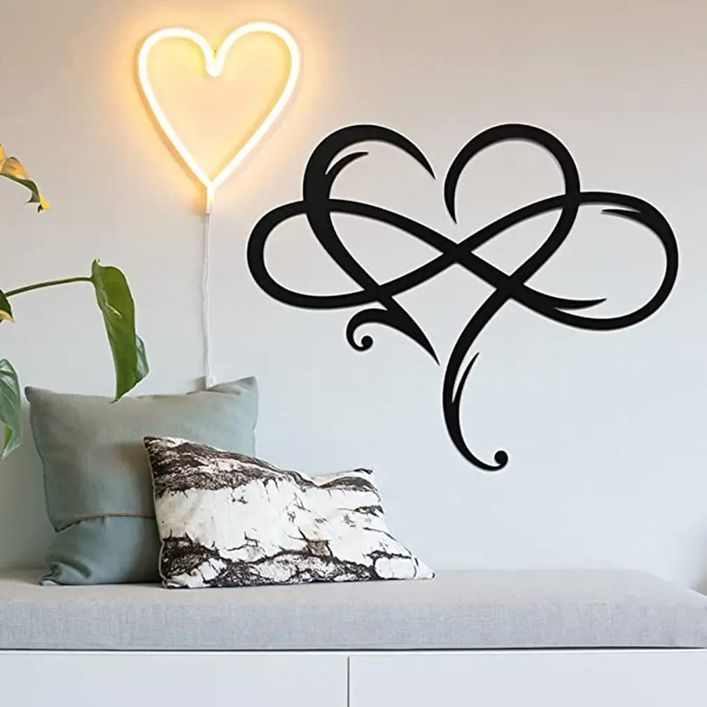 

Metal Infinity Heart Sign Wall Pendant Art Love Wall Sign Metal Wall Decor for Bedroom Living Room Home Door Household