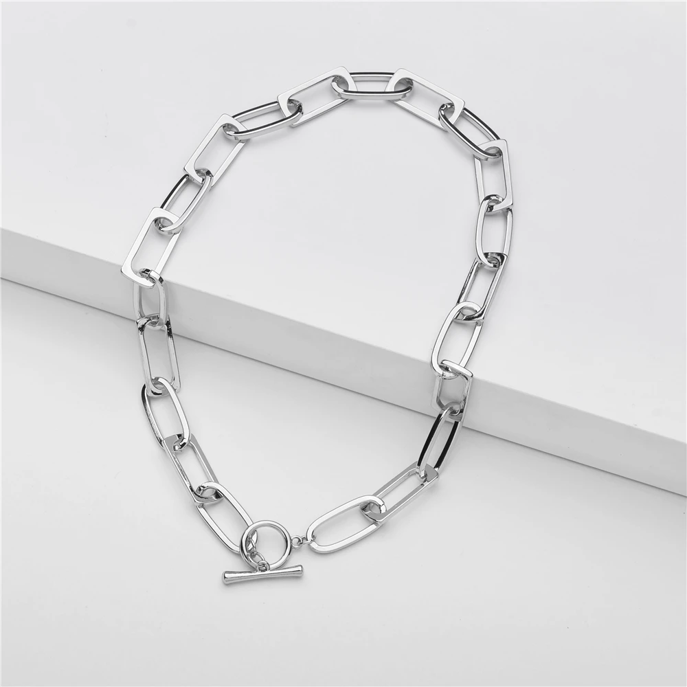 

Joolim Gold & Silver Color Link Chain Choker Toggle Necklace Effortless Chic Choker Necklace Alloy Necklace High Quality