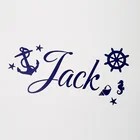 Виниловая наклейка с именем на заказ, наклейки на стену для детской, морской якорь, корабли, колесо, пиратское море, настенное искусство для декора детской комнаты