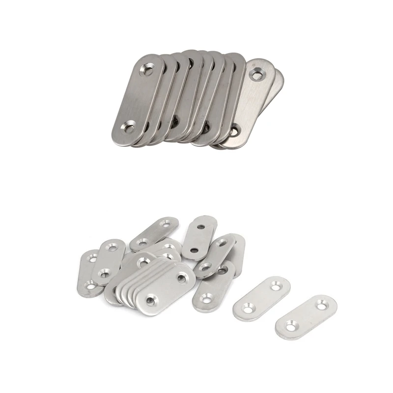 

10Pcs 50X16mm Straight Joining Mending Flat Plate Bracket With 20Pcs 40Mm Flat Bracket Straight Mending Fixing Plates