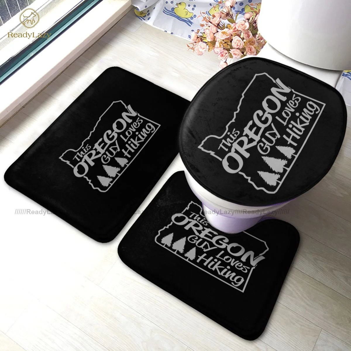 

Hiker Bath Mat Polyester Shower 3 Piece Bathroom Mat Set Absorbent Vintage Bathroom Rug