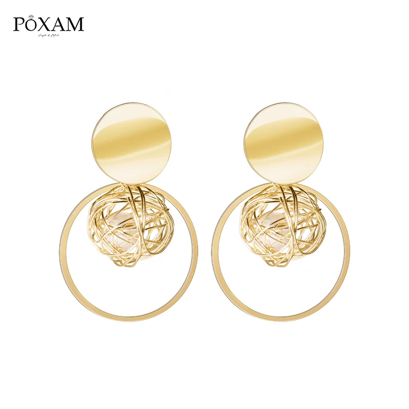 Женские серьги-подвески с жемчугом серьги золотистого цвета в форме шара