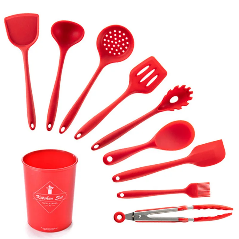 

3/4/6/9PCS Silicone Kitchenware Non-stick Cookware Cooking Tool Spatula Ladle Egg Beaters Shovel Spoon Soup Kitchen Utensils Set