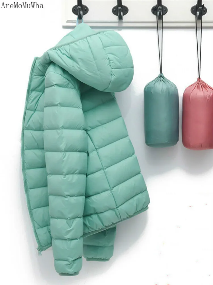 

Lightweight Down Jacket Women's New Short Stand Collar Hooded Fashion Slim Autumn and Winter Women's Jacket Down Jacket Women