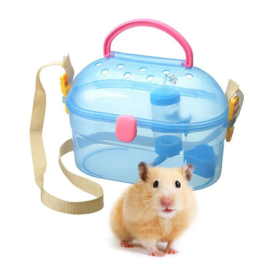 

Hamster Carrier Portable Breathable Hamster Travel Cage Pet Outdoor Carrier Small Animal Guinea Pig with Bottle and Feeder