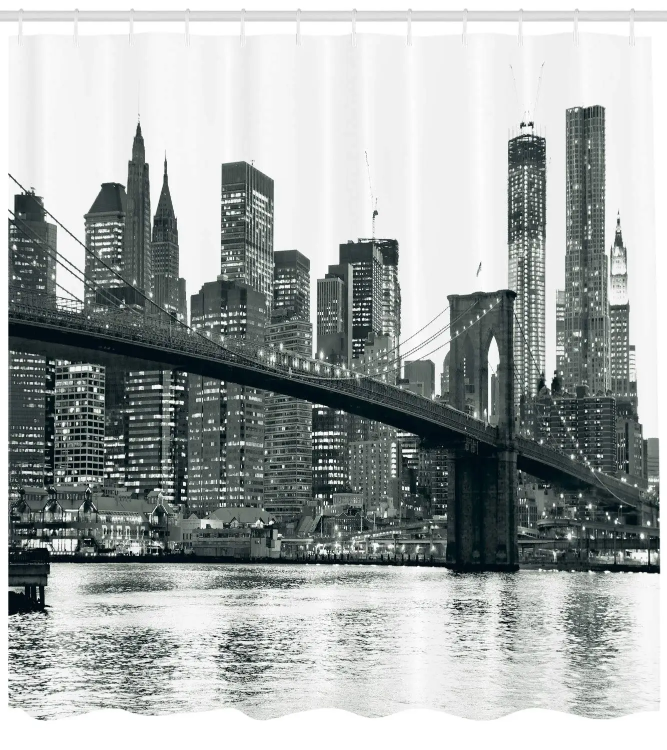 Современная занавеска для душа Бруклинский мост на закате с манхэттеном