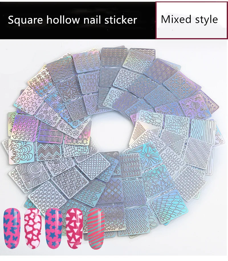 6/12/24 sheets Hollow Nail Art Tips Laser Guides Transfer Stickers Accessories French Tips Manicure Decal Decoration Stamping Template Nail Tools