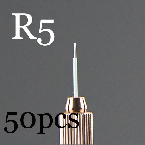 R5 50pcs 50p 3R 5R 7R 9R 17R 19R 21R иглы для татуажа полуперманентный макияж микроблейдинг лезвие ручная ручка тумана иглы аксессуары для татуажа поставка - Габаритные размеры: R5 50pcs