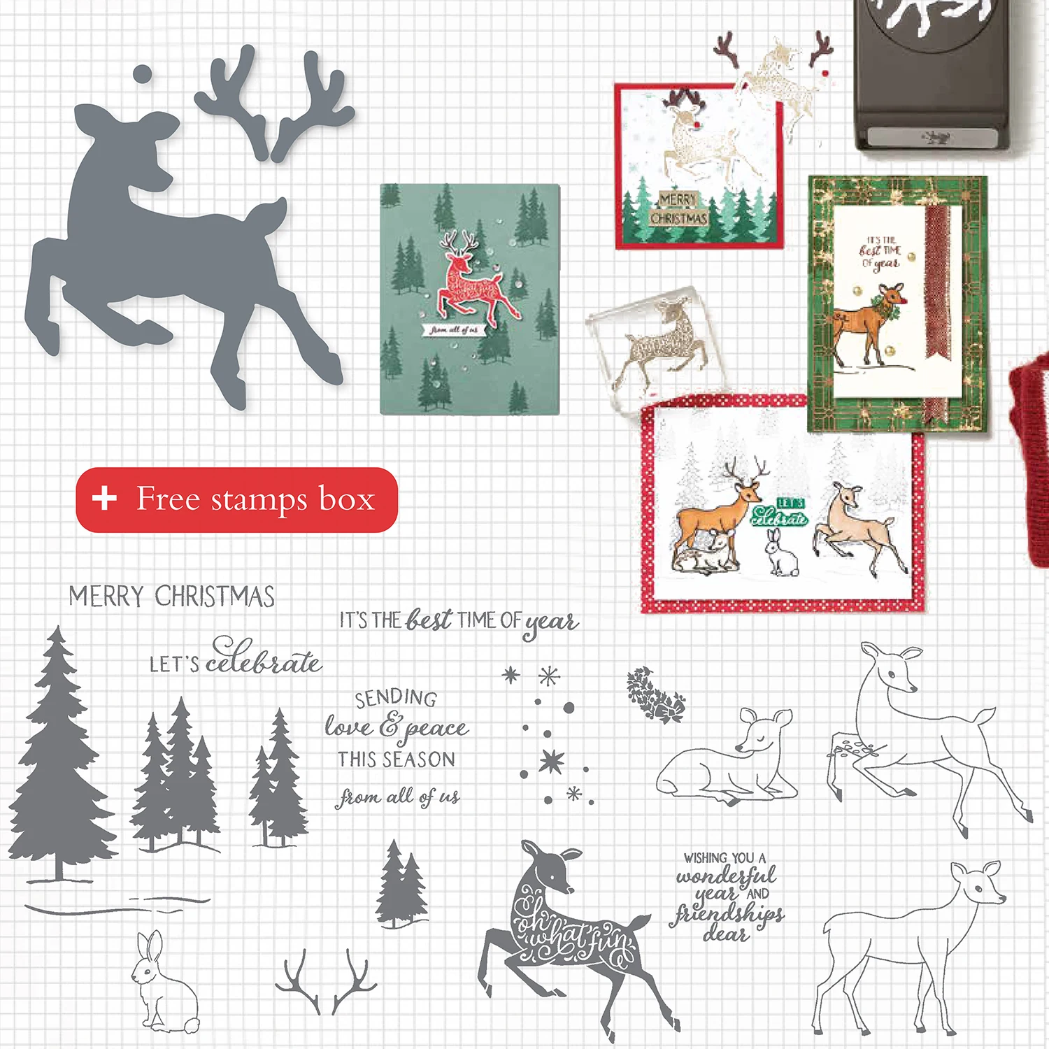 

Deer Elk Clear Stamps and Cutting Dies Templates for DIY Scrapbooking Album Transparent Silicone Decorative Christmas Gifts