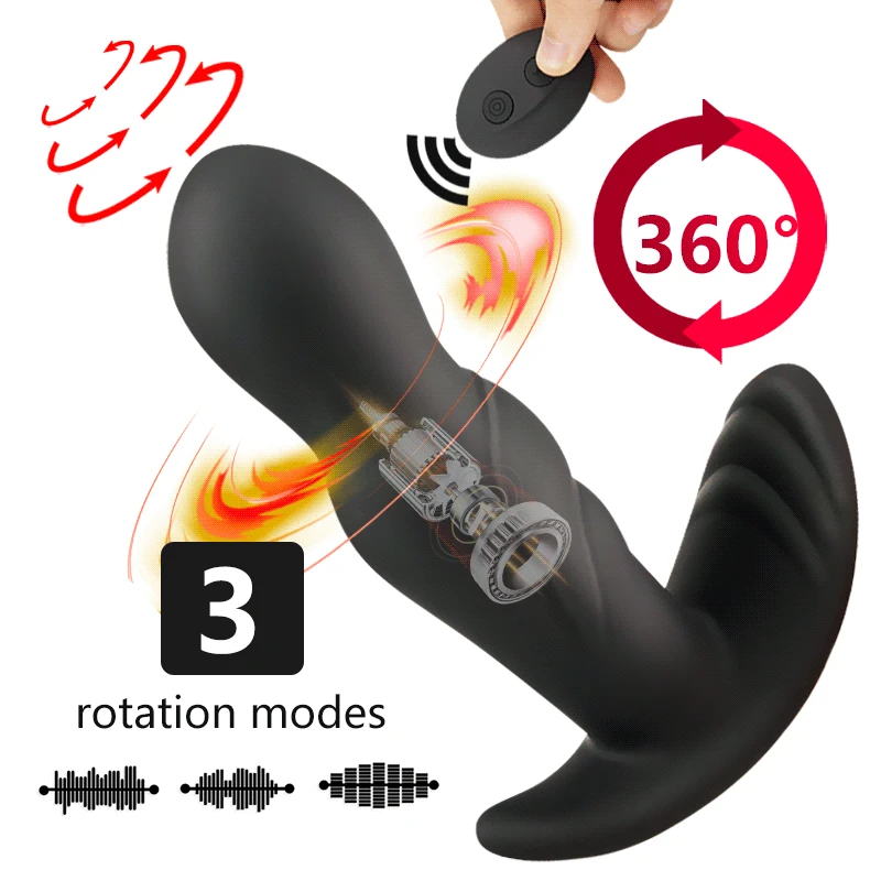 

Adult Toy Prostate Massager Rotating Anal Vibrator Silicone Male Butt Plug Anus Vibrating Sex Toy For Men G-Spot Stimulation