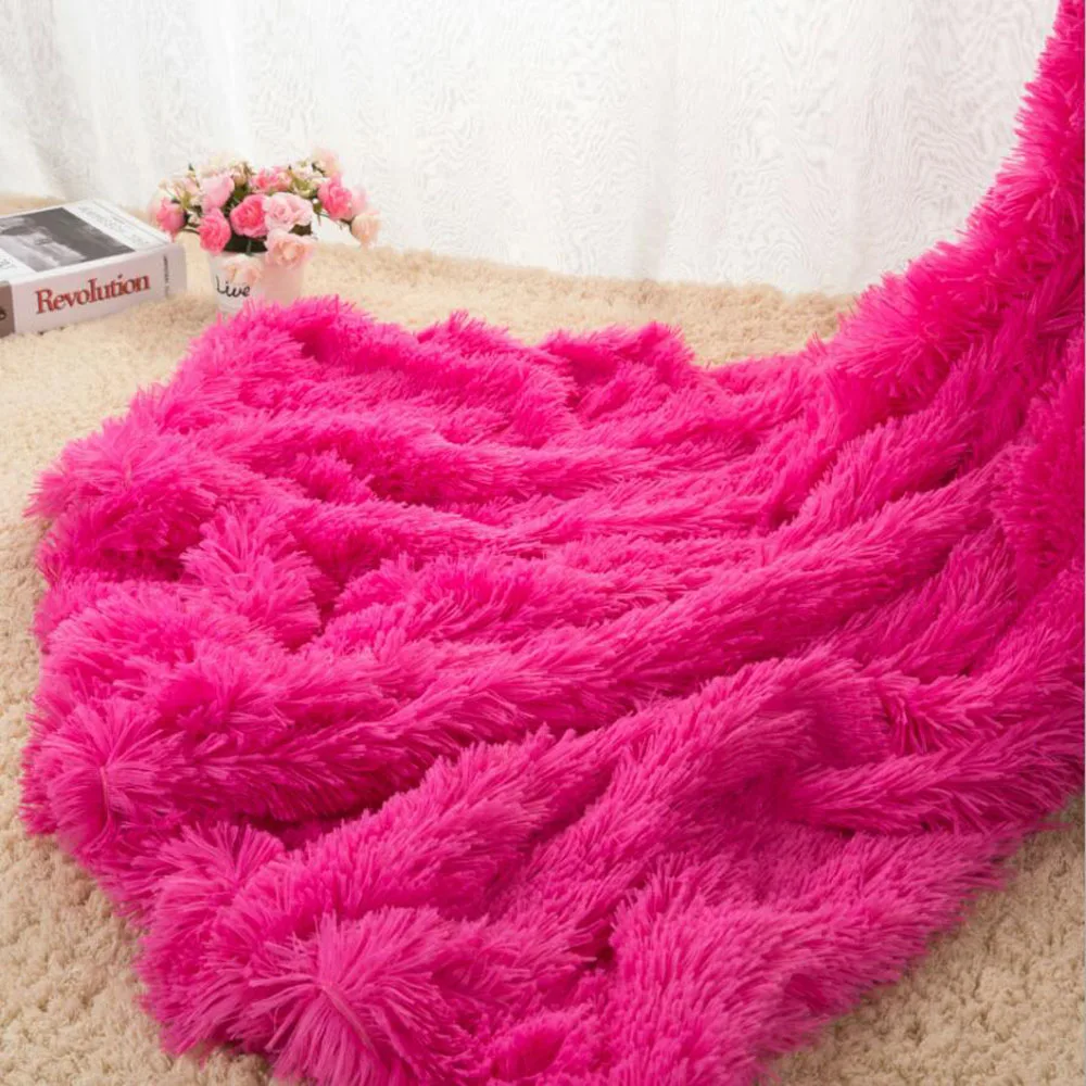 

Blankets for Beds Winter Bed Cover Blanket 200 CM Plush Blanket Cover Bedspread Sofa Throw Super Soft Faux Fur Blankets LDT04