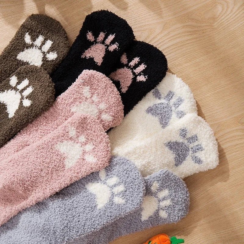 

New Products for Autumn and Winter Soft and Half Velvet Ladies Fashion Cartoon Warm Tube Socks Thick Floor Socks Cute Students