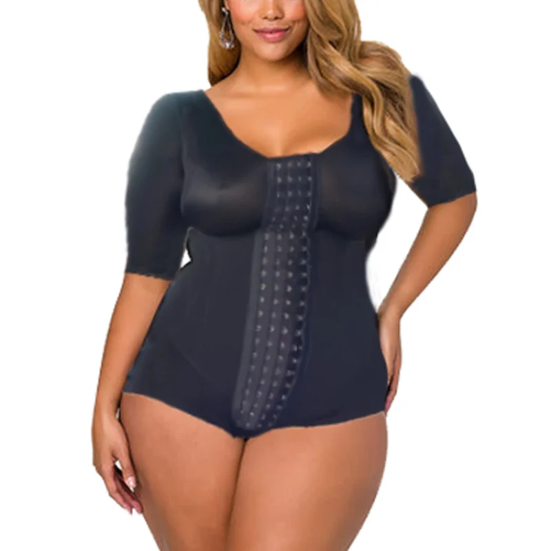 Women'S Skims Shapewear Hook And Eye Closure Breast Support Tummy Control Long Sleeve Triangle Bodysuit Bodyshaper Fajas