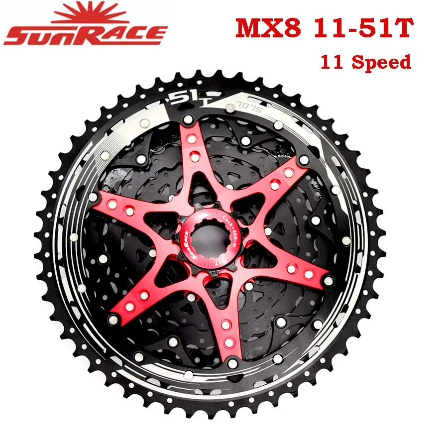 Велосипедная кассета SunRace CSMS8 CSMX8 MX80 11 скоростей с широким передаточным числом для