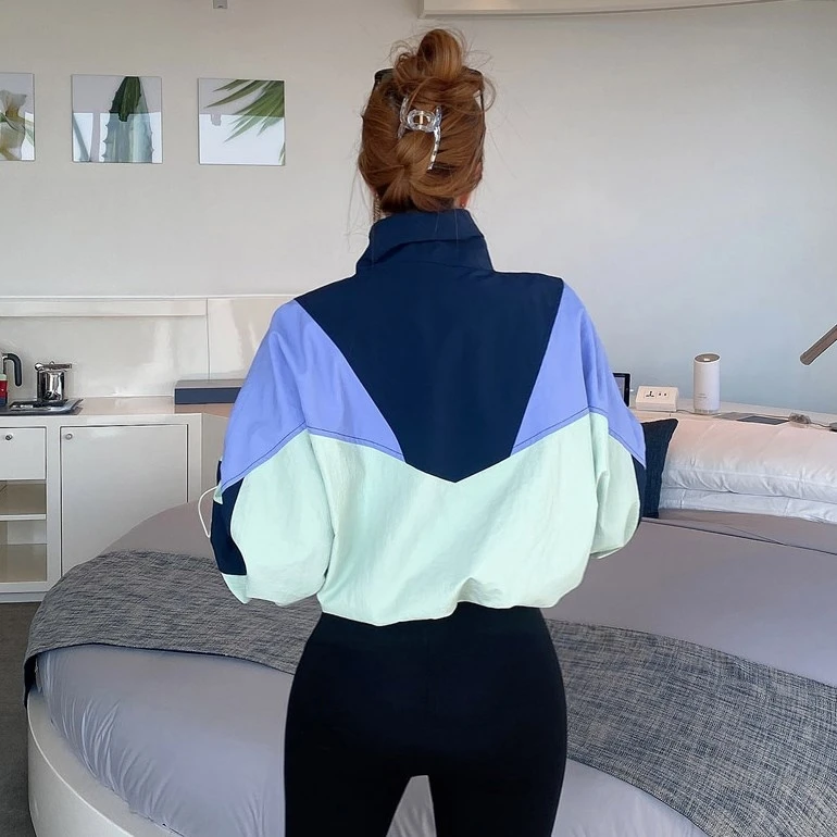 

2021 Spring New Fashion Retro Loose Multicolor Slimming Zipper Jacket Short Coat Women's Top