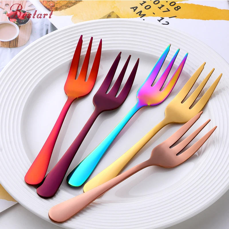 5 шт. Вилка из нержавеющей стали набор фруктовых вилок Золотая еда салат