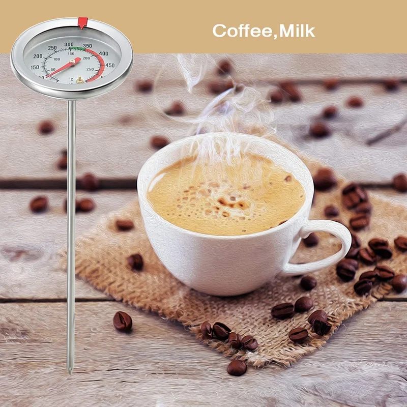 

2 Pieces Stainless Steel Thermometer Instant Read Dial Thermometer 11.8 Inch Long Stem Fry Thermometer