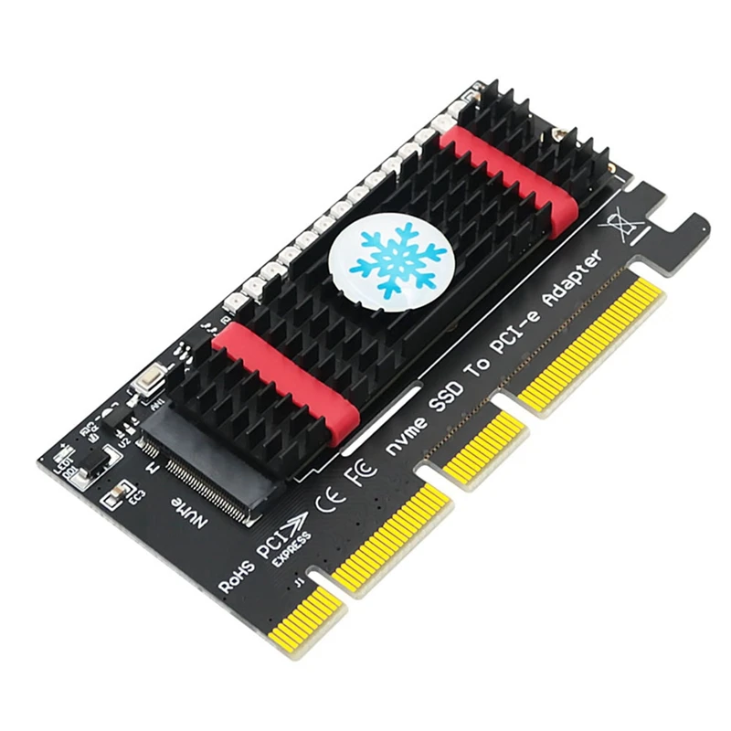

M.2 NVME SSD to PCI-E 4X/8X/16X Adapter with Aluminum Heatsink and 3528 Colorful Flash LED Support 2242/2260/2280 SSD
