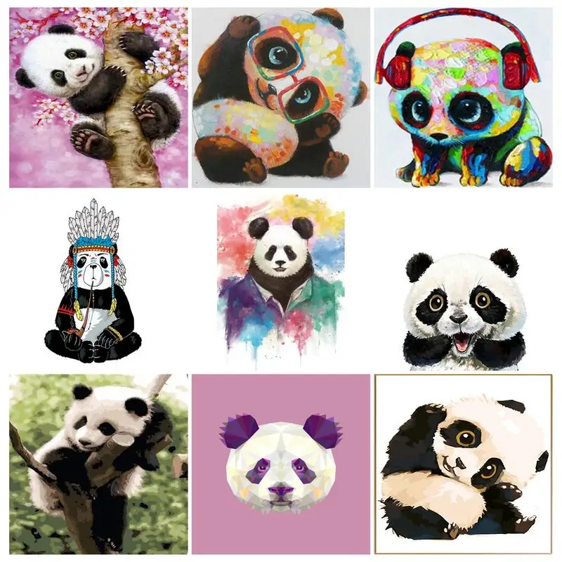 

PhotoCutom Paint By Numbers For Adults Children Panda DIY Handpainted Oil Painting Drawing On Canvas Unique Gift Home Decoration