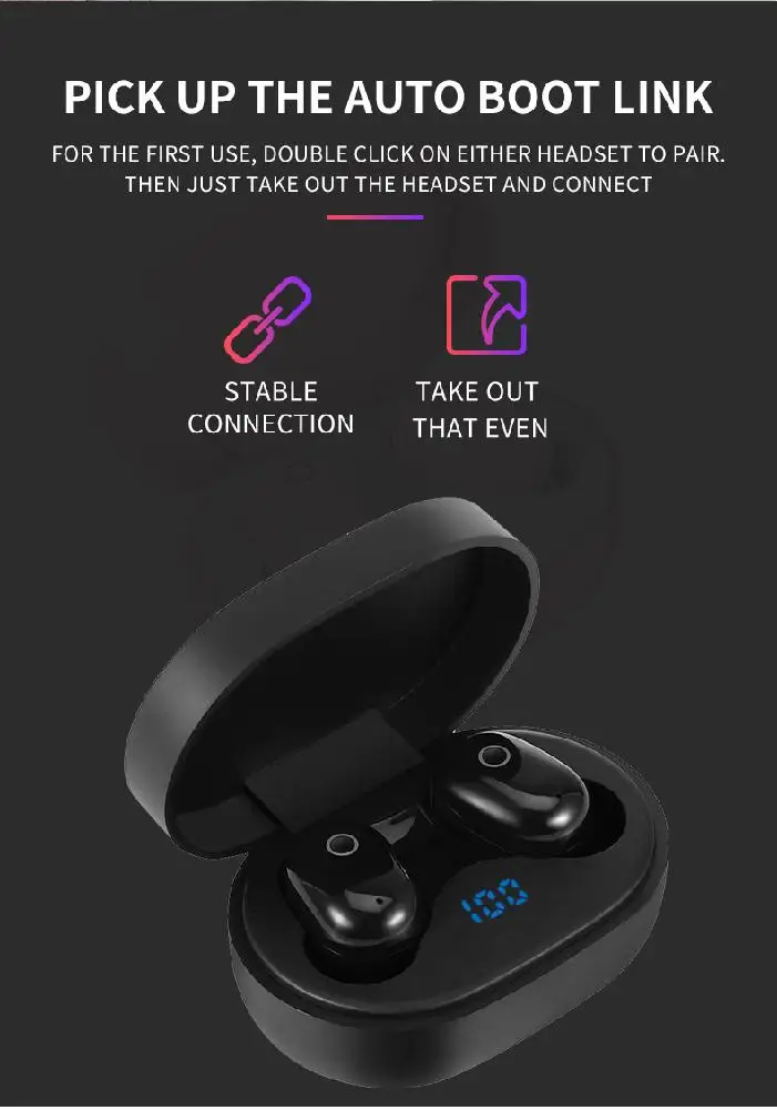 

TWISTER.CK Wireless Earphone for IOS for Android Smartphones Bluetooth V5.0 LED Display With Charging Bin Power Bank