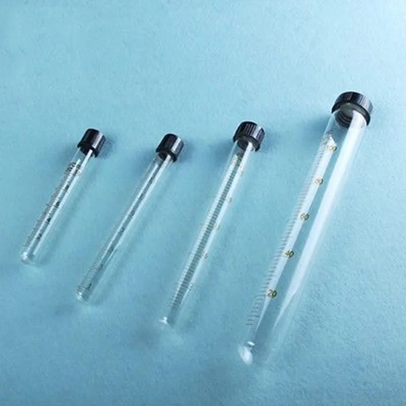 Масштабная линия 100 мл стеклянная пробирка круглое дно с винтовой крышкой для