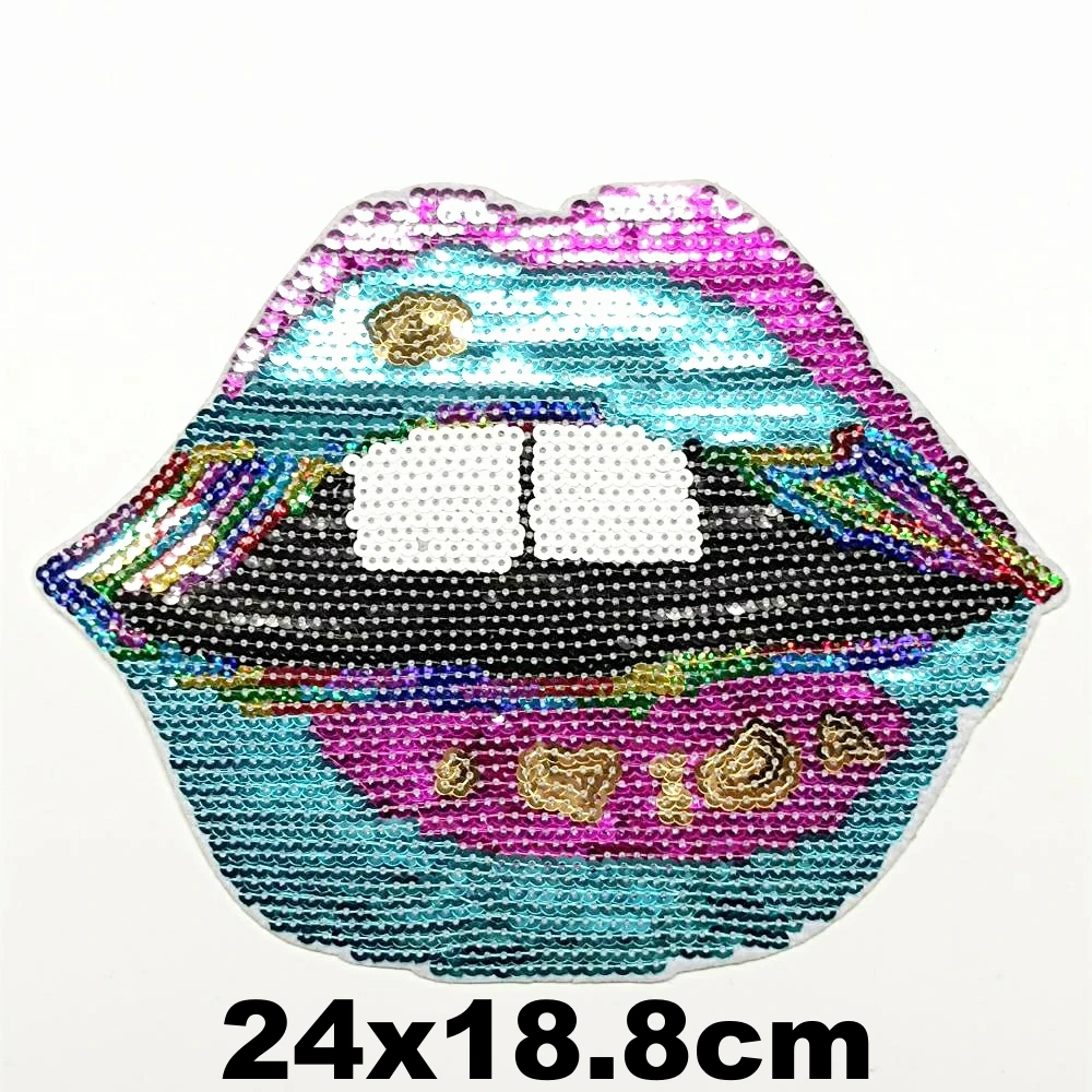 

Accessory large embroidery big lip mouth cartoon patches for clothing AZ-3374