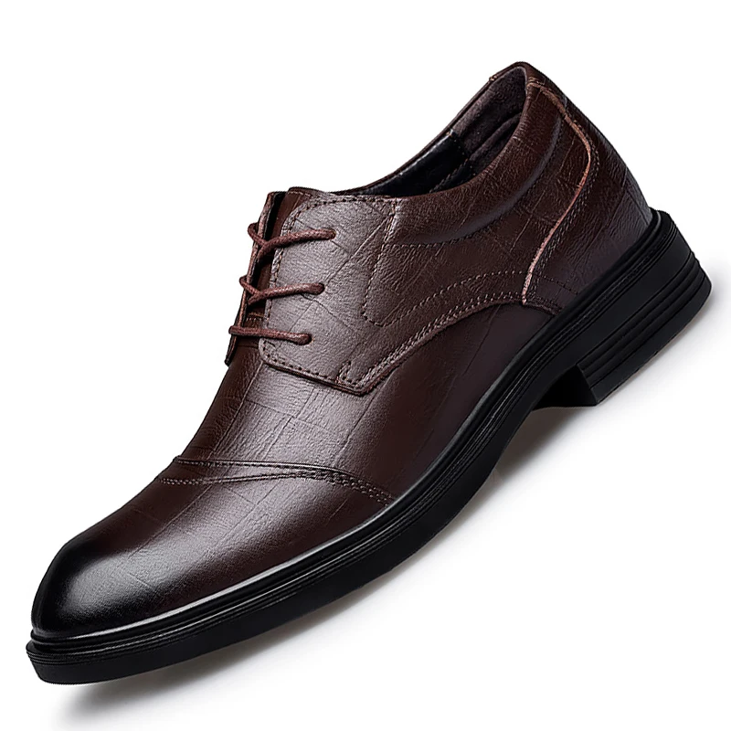 

Genuine Leather Large Size 36-48 Men's Dress Shoes Trendy Lace Up Men's Business Office Shoes Rubber Bottom Men's Leather Shoes