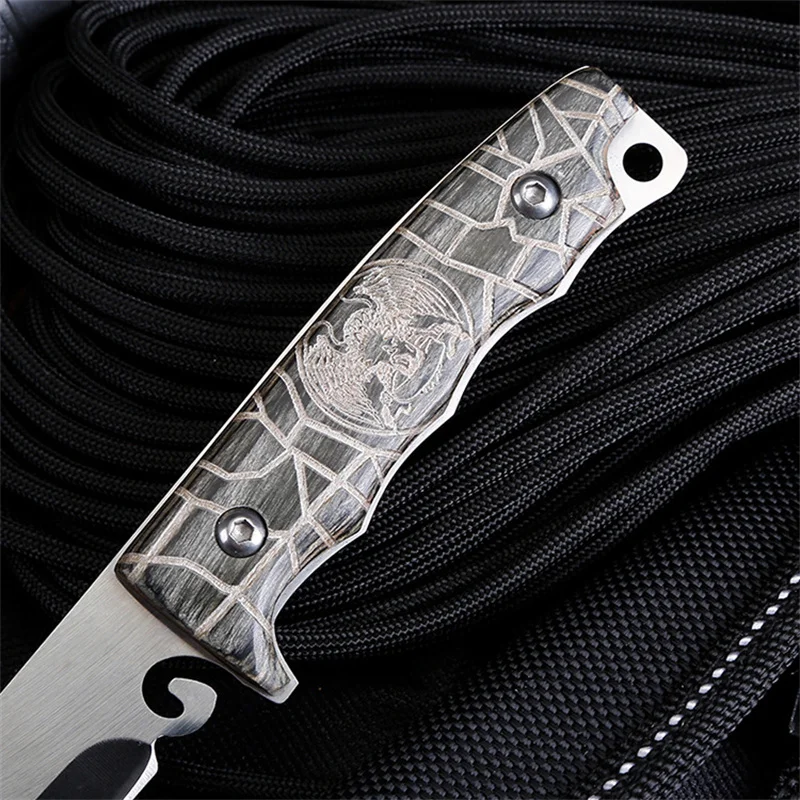 Маленький прямой нож с рисунком паутины портативный уличный высокопрочный для