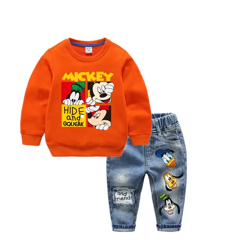 Комплект одежды для маленьких мальчиков и девочек с Микки Маусом детская одежда