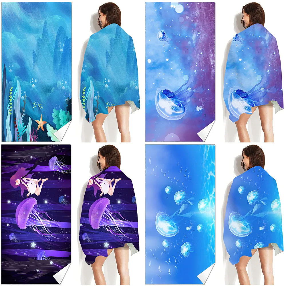 

seaweed Print No Sand Free Quick Dry Beach Towel Surf Poncho Microfiber Bath Summer Cushion Swimming Fitness Yoga Bath Towels