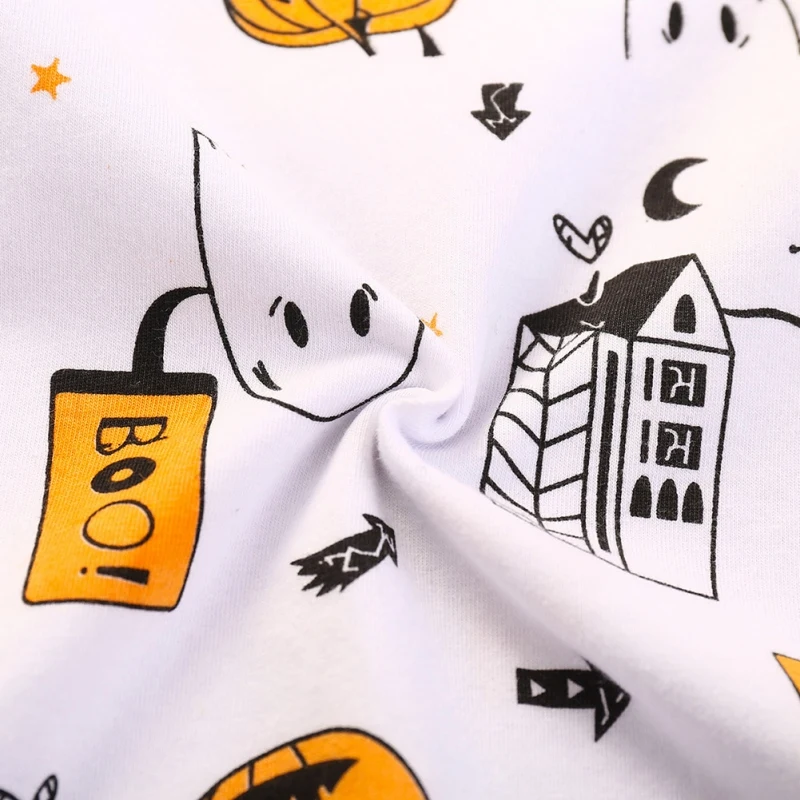 

Newborn Baby Clothes Toddler Baby Boy Halloween Printed One-piece Striped Long-sleeved Romper Baby Girl Jumpsuit Hat Set