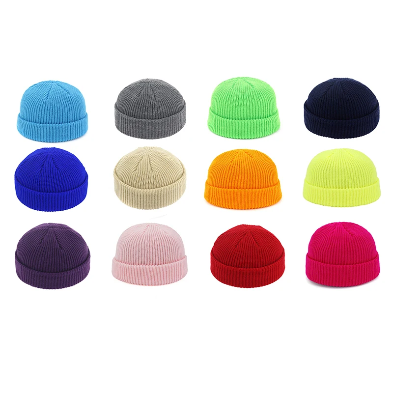 

Fashion Skullcap Knitted Beanie Hat Unisex Short Hip Hop Brimless Warm Cap