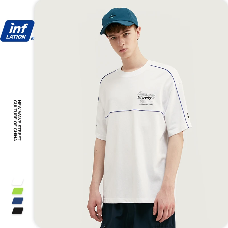 INFLATION хлопковая Мужская футболка, уличная одежда, camiseta hombre, футболка, Homme, свободная, хип-хоп, Harajuku, футболка 1066S20