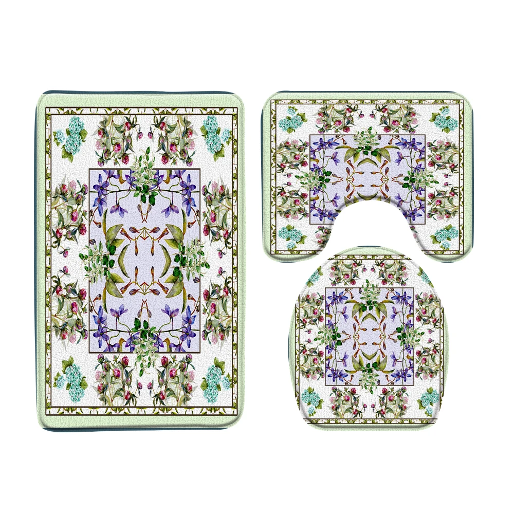

Aesthetic Ethnic Pattern Printing Bathroom Bath Mat 3pcs Set Entrance Door Mat Bathroom Rug Carpet Toilet Mat Bathroom Products
