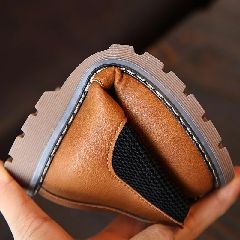 Kids Leather Boots Waterproof Children Shoes Sneakers Gray Black Boots For Baby Girls Boots Boys Shoes School Party