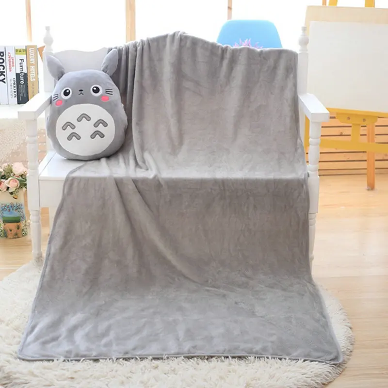 Grey totoro 3 в 1 многофункциональная плюшевая подушка с рисунком Тоторо с одеялом, теплая подушка для рук Тоторо, детское одеяло для сна, аниме фигурка, игрушка - Цвет: Grey totoro