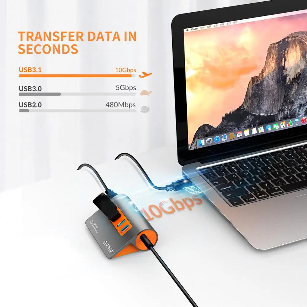 Концентратор ORICO USB 3 1 Gen2 алюминиевый USB-хаб для ПК сплиттер 10 Гбит/с суперскорость