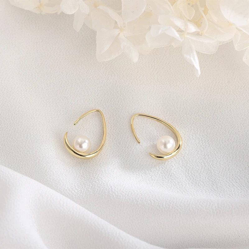 

Hook Earrings 925 Sterling Silver Women Engagement Drop Earrings 14k Gold Plated Pearl Hanging Dangle Earrings Birthday Gifts