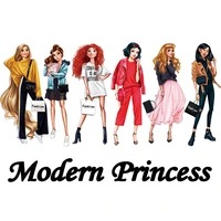 mordern princess iron on transfers patches for clothing t shirt textile vinyl thermo stickers applique diy stripe on clothes set