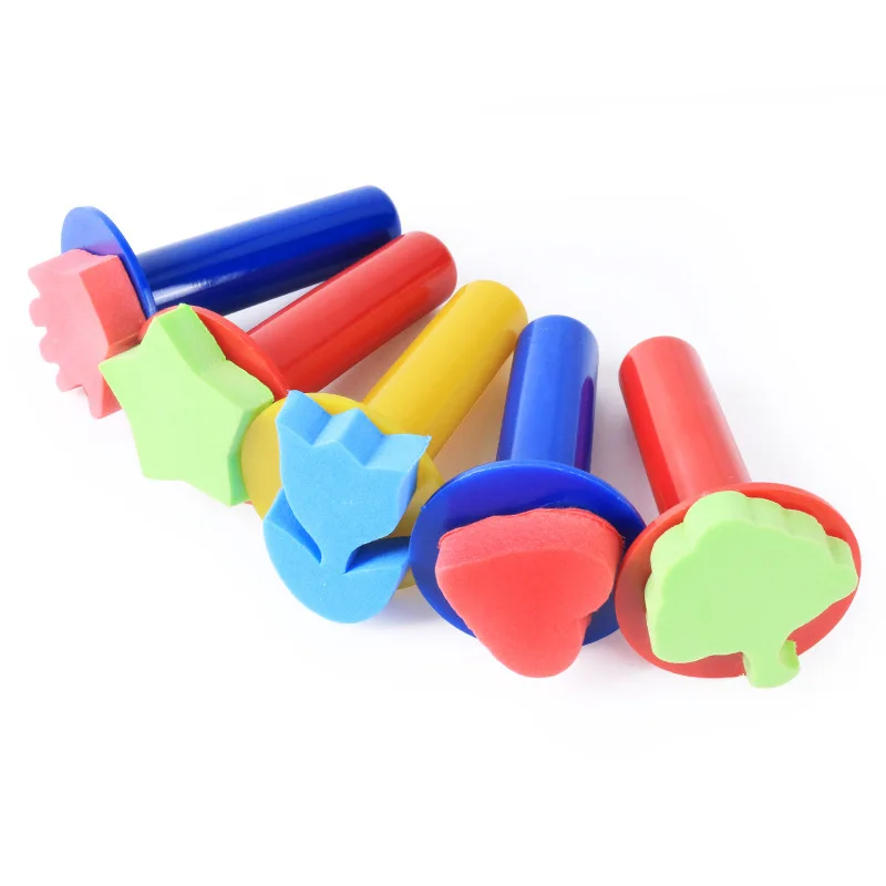 Sellos de esponja para ni&ntilde;os y ni&ntilde;as, Juguetes educativos, manualidades, pintura, aprendizaje, colorear y dibujar, 5 uds.-5