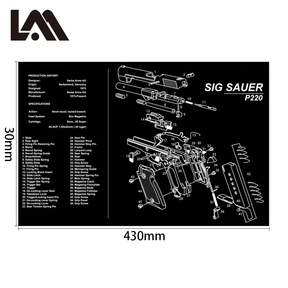 AR15 AK47 Pistolenreinigungs-Gummimatte Mauspad für Pistole GEN5 Glock 17 19 1911 Beretta 92 P320 CZ 75 CZ SHADOW 2 HK USP Zubehör – Detail 6