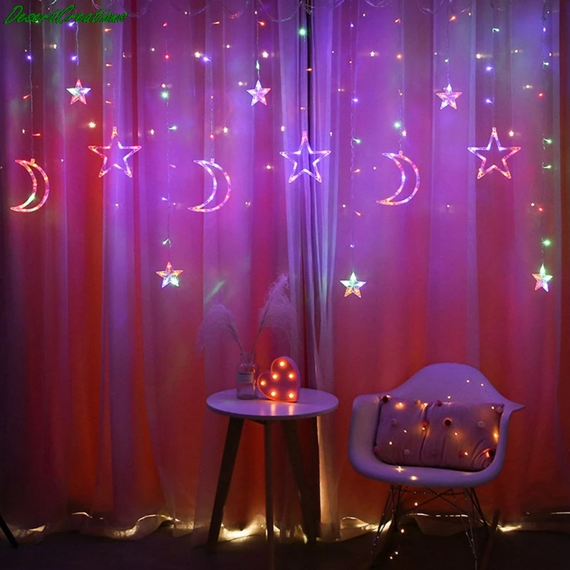 

Moon Star Curtain Lights LED String Lights Christmas Lights Indoor For Holiday Wedding Party Decoration Lights