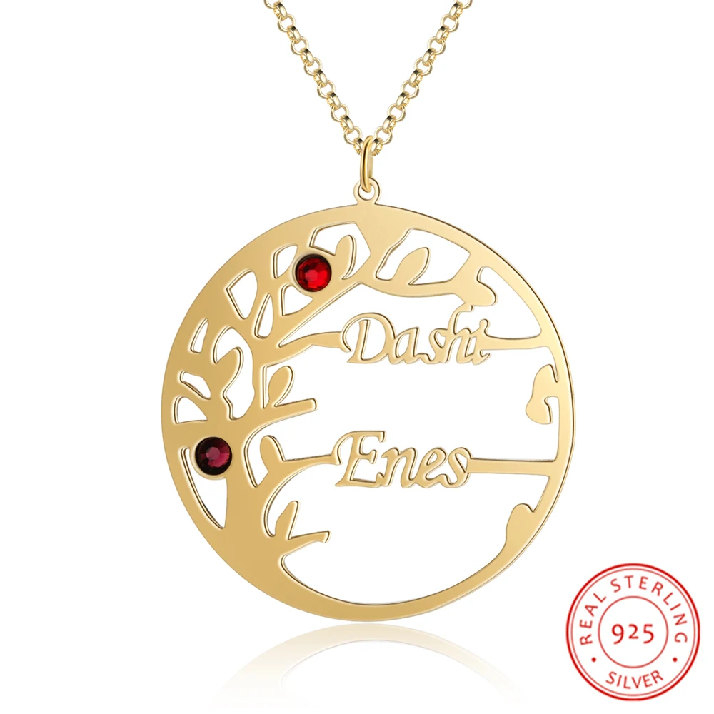 Персонализированные серебряные ожерелья с именем дерева подвеска 2 именами
