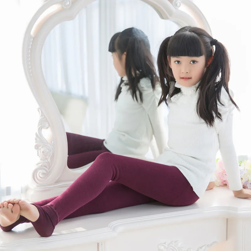 Зимние теплые меховые леггинсы для девочек детские штаны Детские плотные