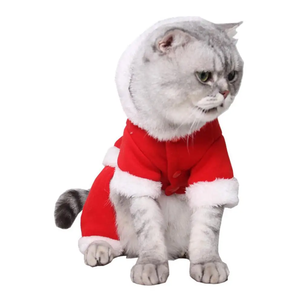 Рождественский красный костюм деда мороза кошки собаки косплей толстовка с